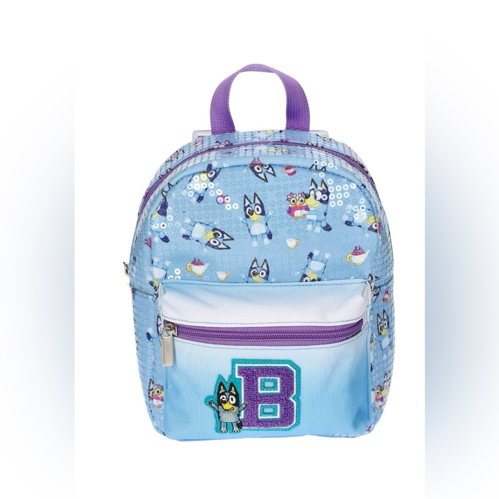 NWT Bluey Girls Mini Backpack, Blue / Purple / Ombre